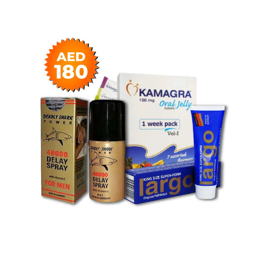 💪 Men’s Performance Pack – Delay Spray + Kamagra Oral Jelly + Largo Cream